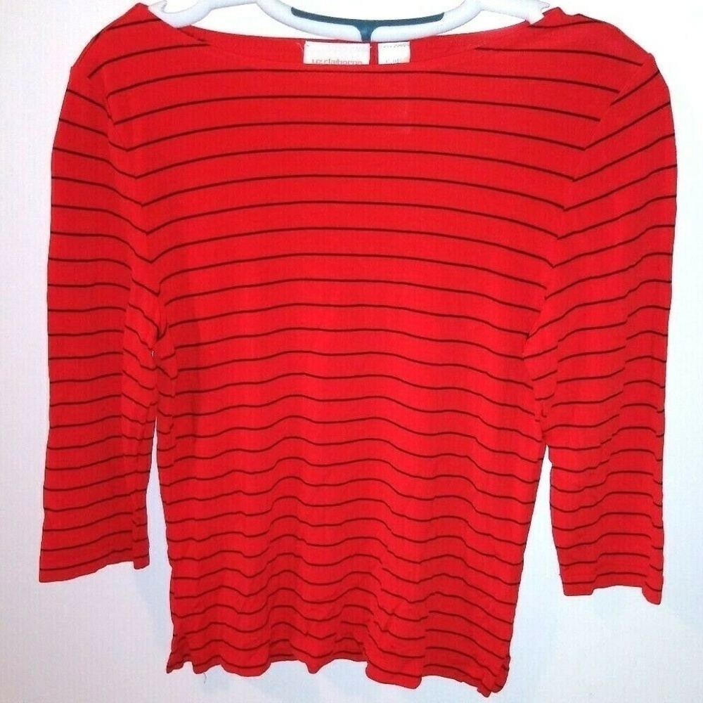 Liz Claiborne striped top boatneck Pullover